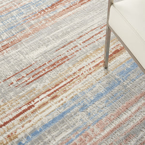 Homeroots 5' X 7' Ivory Blue And Brown Abstract Non Skid Area Rug  Polypropylene,Polyester 550173
