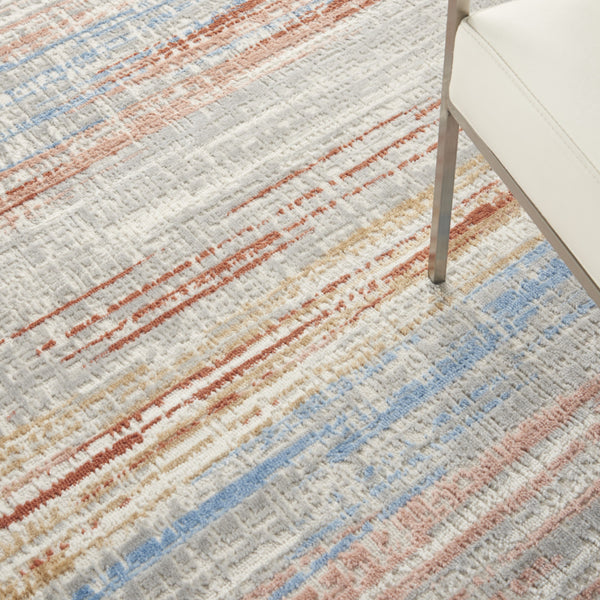 Homeroots 5' X 7' Ivory Blue And Brown Abstract Non Skid Area Rug  Polypropylene,Polyester 550173