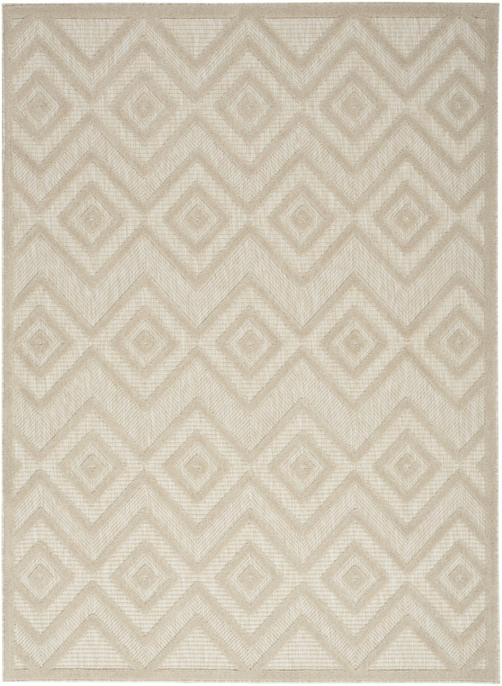 HomeRoots 6' Geometric Cream and Beige Area Rug - Versatile Indoor/Outdoor Durable Design for Modern Spaces 550174