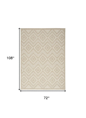 HomeRoots 6' Geometric Cream and Beige Area Rug - Versatile Indoor/Outdoor Durable Design for Modern Spaces 550174