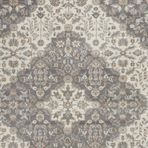 Homeroots 5' X 7' Ivory And Gray Floral Non Skid Area Rug  Polypropylene,Polyester 550175