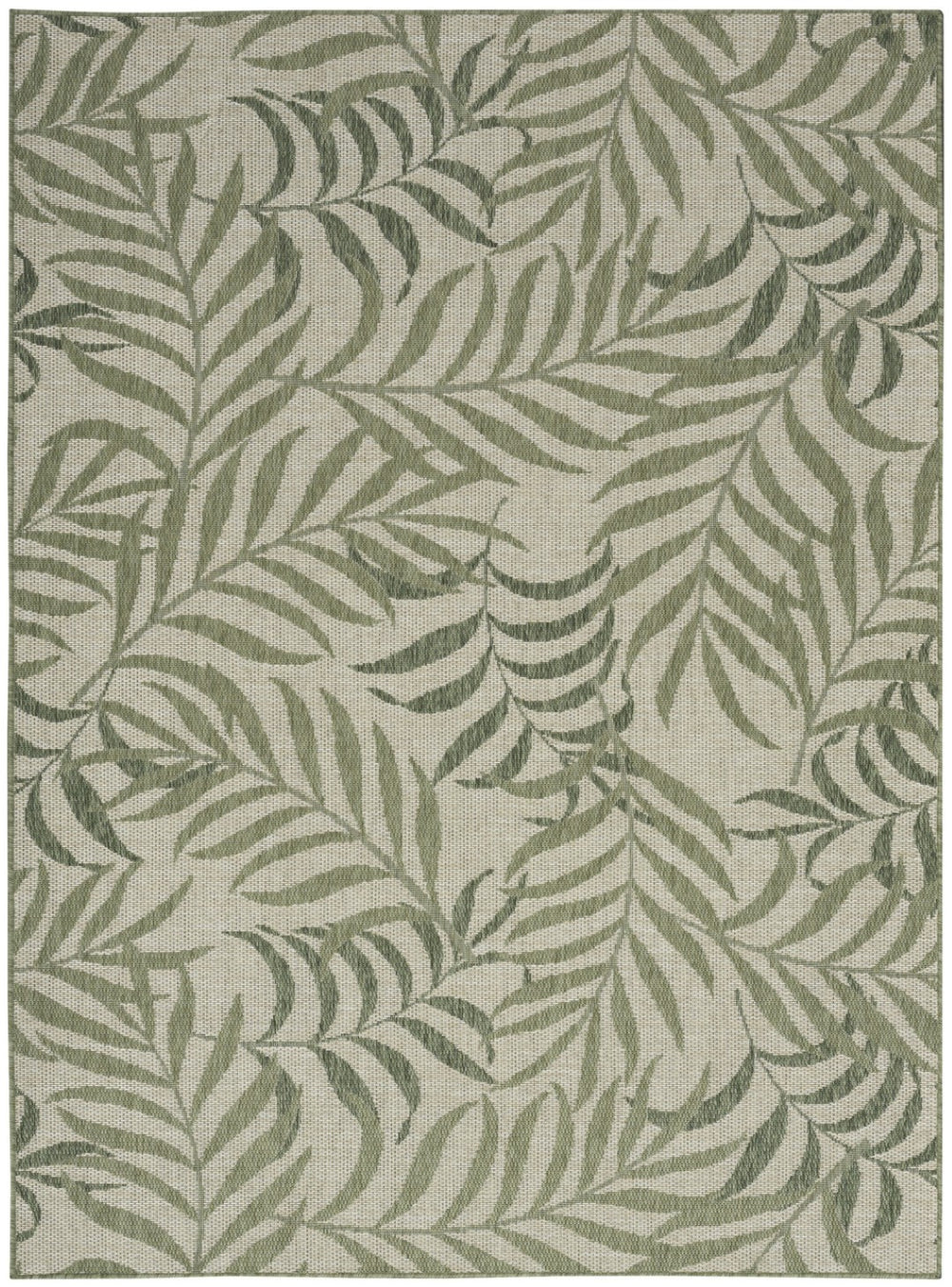 HomeRoots 6' X 9' Ivory Palm Leaf Area Rug - Tropical Indoor/Outdoor Décor for Living Spaces & Patios 550176