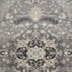 Homeroots 5' X 7' Black And Gray Floral Medallion Non Skid Area Rug  Polypropylene,Polyester 550178