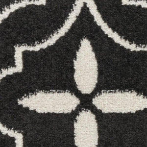 HomeRoots 6' Elegant Ivory Black and Gray Floral Area Rug - Non-Skid, Durable, Perfect for High-Traffic Spaces 6' X 9' 550179