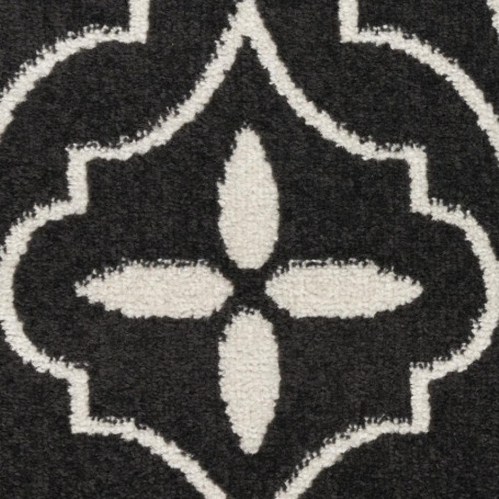 HomeRoots 6' Elegant Ivory Black and Gray Floral Area Rug - Non-Skid, Durable, Perfect for High-Traffic Spaces 6' X 9' 550179