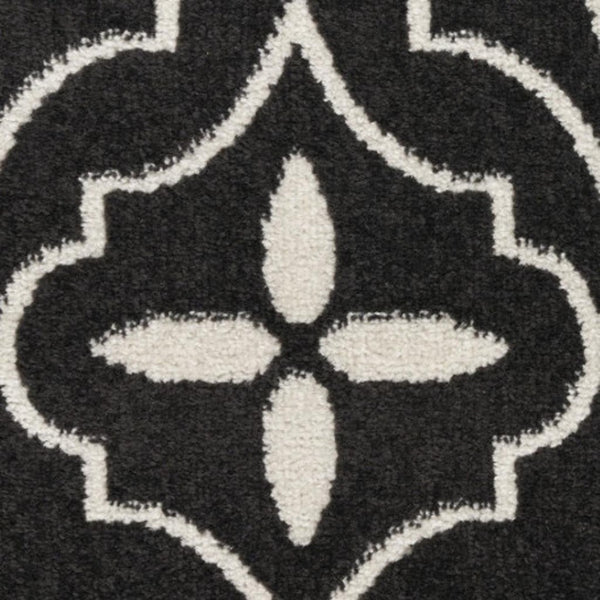 HomeRoots 6' Elegant Ivory Black and Gray Floral Area Rug - Non-Skid, Durable, Perfect for High-Traffic Spaces 6' X 9' 550179