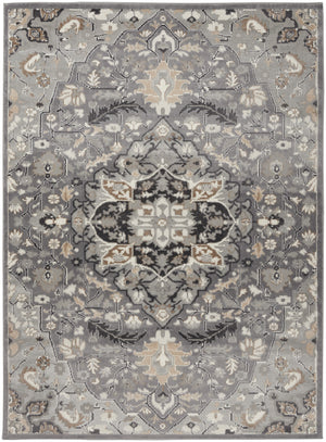 Homeroots 6' X 9' Black And Gray Floral Medallion Non Skid Area Rug  Polypropylene,Polyester 550179