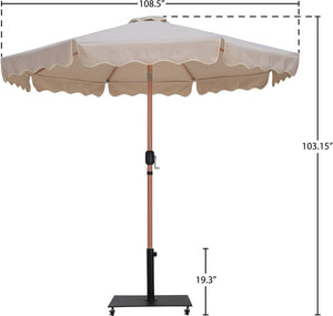 Meridian Furniture Amalfi Resort Style Outdoor Patio Umbrella with Uv Resistant Polyester and Teak Pole 55017Beige-AB