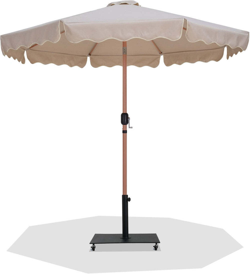 Meridian Furniture Amalfi Resort Style Outdoor Patio Umbrella with Uv Resistant Polyester and Teak Pole 55017Beige-AB
