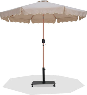 Meridian Furniture Amalfi Resort Style Outdoor Patio Umbrella with Uv Resistant Polyester and Teak Pole 55017Beige-AB