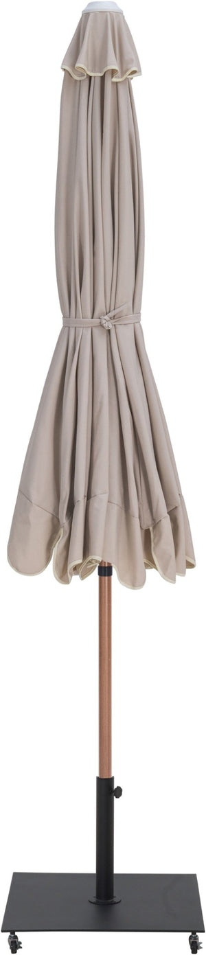 Meridian Furniture Amalfi Resort Style Outdoor Patio Umbrella with Uv Resistant Polyester and Teak Pole 55017Beige-AB
