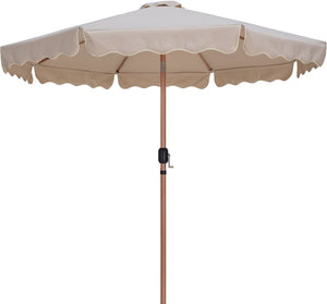 Meridian Furniture Amalfi Resort Style Outdoor Patio Umbrella with Uv Resistant Polyester and Teak Pole 55017Beige-AB