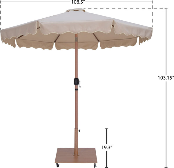 Meridian Furniture Amalfi Resort Style Outdoor Patio Umbrella with Teak Pole and Wheeled Base 55017Beige-AT