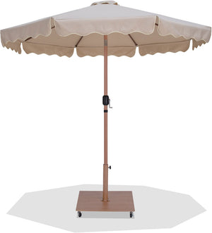 Meridian Furniture Amalfi Resort Style Outdoor Patio Umbrella with Teak Pole and Wheeled Base 55017Beige-AT