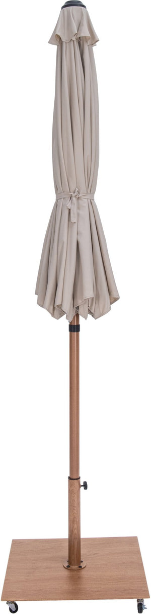 Meridian Furniture Amalfi Resort Style Outdoor Patio Umbrella with Teak Pole and Wheeled Base 55017Beige-AT