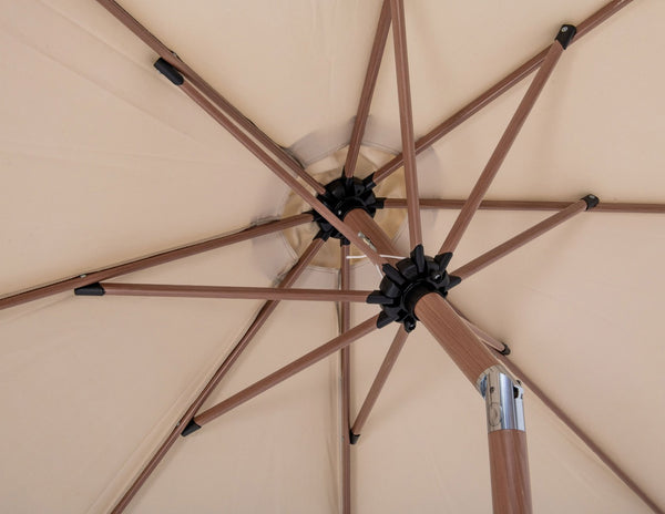 Meridian Furniture Amalfi Resort Style Outdoor Patio Umbrella with Teak Pole and Wheeled Base 55017Beige-AT