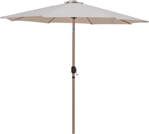 Meridian Furniture Amalfi Resort Style Outdoor Patio Umbrella with Teak Pole and Wheeled Base 55017Beige-AT