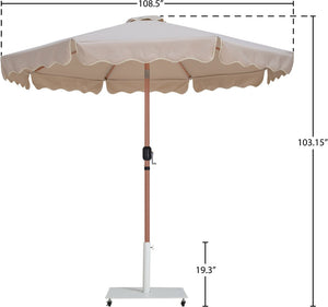 Meridian Furniture Amalfi Resort Style Outdoor Patio Umbrella with Rolling Base and Teak Pole 55017Beige-AW