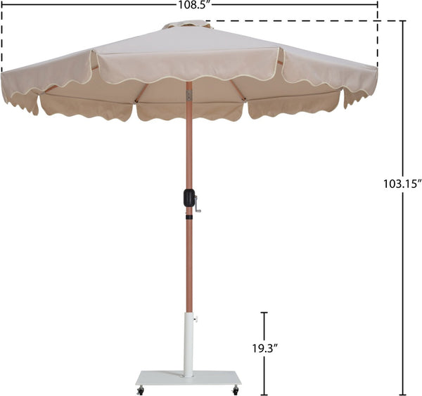 Meridian Furniture Amalfi Resort Style Outdoor Patio Umbrella with Rolling Base and Teak Pole 55017Beige-AW