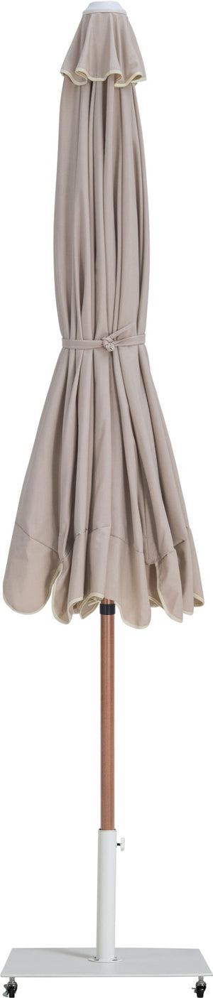 Meridian Furniture Amalfi Resort Style Outdoor Patio Umbrella with Rolling Base and Teak Pole 55017Beige-AW
