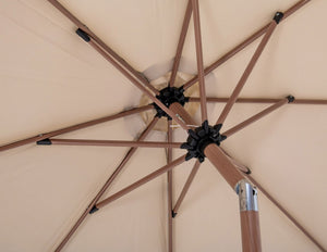Meridian Furniture Amalfi Resort Style Outdoor Patio Umbrella with Rolling Base and Teak Pole 55017Beige-AW