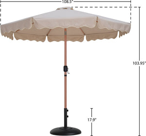 Meridian Furniture Amalfi Oversized Market Umbrella with Base Water Resistant Teak Finish Pole 55017Beige-BB