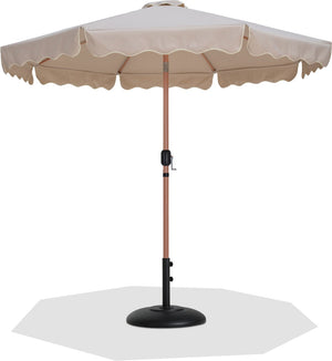 Meridian Furniture Amalfi Oversized Market Umbrella with Base Water Resistant Teak Finish Pole 55017Beige-BB