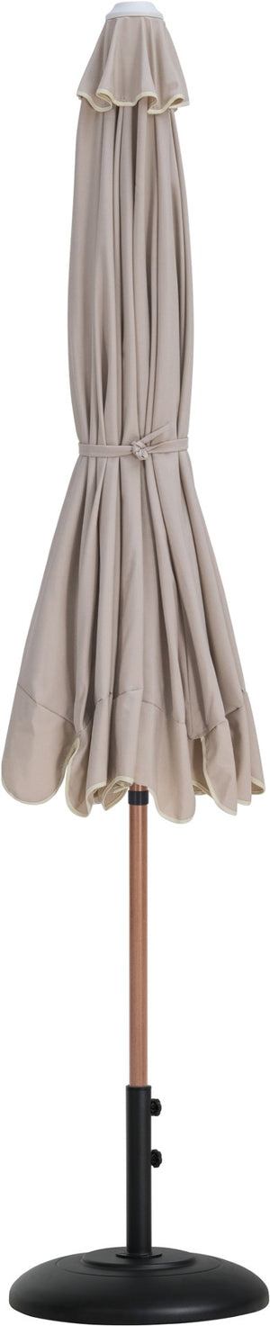 Meridian Furniture Amalfi Oversized Market Umbrella with Base Water Resistant Teak Finish Pole 55017Beige-BB