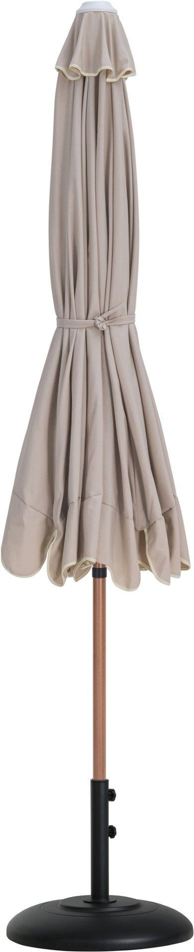 Meridian Furniture Amalfi Oversized Market Umbrella with Base Water Resistant Teak Finish Pole 55017Beige-BB