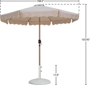 Meridian Furniture Amalfi Resort Style Patio Umbrella Set with Teak Pole and Uv Resistant Canopy 55017Beige-BW