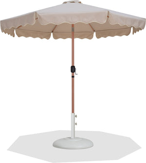 Meridian Furniture Amalfi Resort Style Patio Umbrella Set with Teak Pole and Uv Resistant Canopy 55017Beige-BW