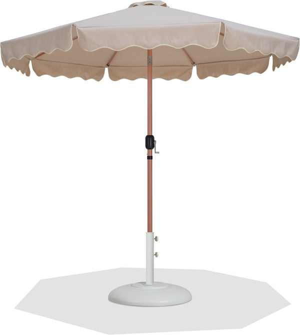Meridian Furniture Amalfi Resort Style Patio Umbrella Set with Teak Pole and Uv Resistant Canopy 55017Beige-BW