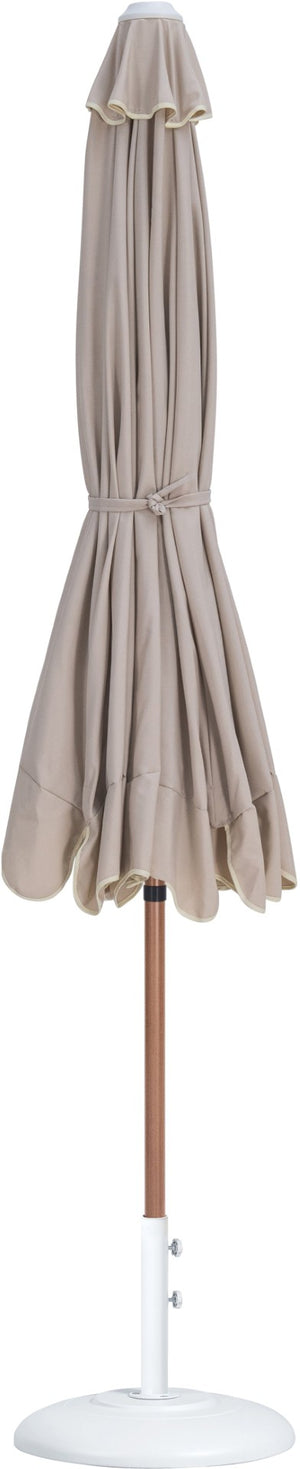 Meridian Furniture Amalfi Resort Style Patio Umbrella Set with Teak Pole and Uv Resistant Canopy 55017Beige-BW
