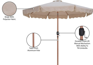 Meridian Furniture Amalfi Resort Style Outdoor Patio Umbrella Uv Resistant Polyester Canopy with Aluminum Pole Beige Style 1 55017Beige-U