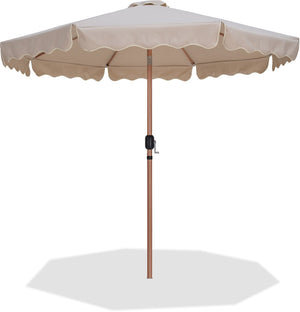 Meridian Furniture Amalfi Resort Style Outdoor Patio Umbrella Uv Resistant Polyester Canopy with Aluminum Pole Beige Style 1 55017Beige-U