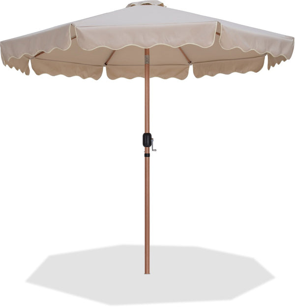 Meridian Furniture Amalfi Resort Style Outdoor Patio Umbrella Uv Resistant Polyester Canopy with Aluminum Pole Beige Style 1 55017Beige-U