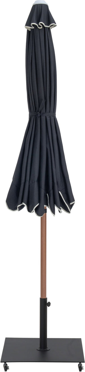 Meridian Furniture Amalfi Resort Style Outdoor Patio Umbrella with Teak Pole and Matte Black Base 55017Black-AB
