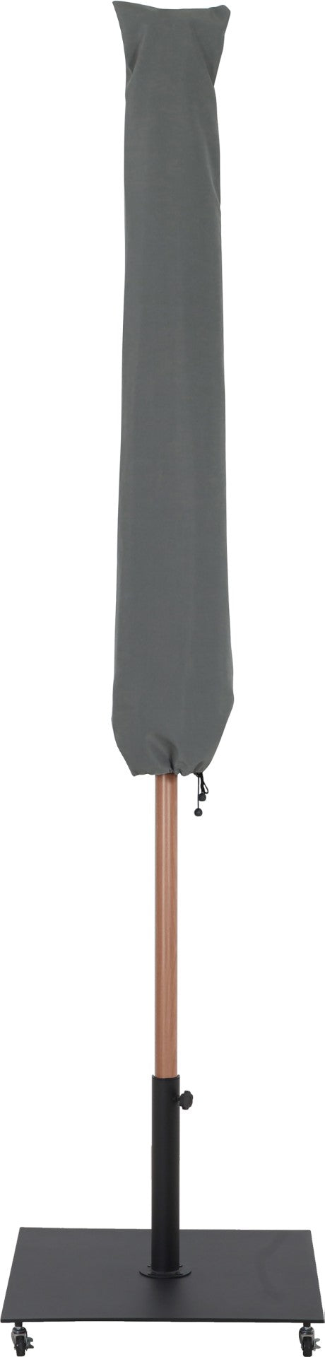 Meridian Furniture Amalfi Resort Style Outdoor Patio Umbrella with Teak Pole and Matte Black Base 55017Black-AB