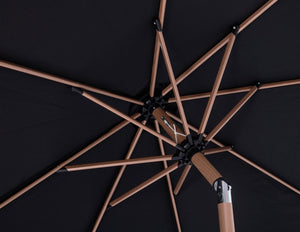 Meridian Furniture Amalfi Resort Style Outdoor Patio Umbrella with Teak Pole and Matte Black Base 55017Black-AB