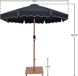 Meridian Furniture Amalfi Outdoor Patio Umbrella with Rolling Base Weather Resistant Resort Style 55017Black-AT