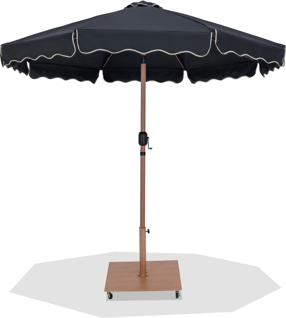 Meridian Furniture Amalfi Outdoor Patio Umbrella with Rolling Base Weather Resistant Resort Style 55017Black-AT