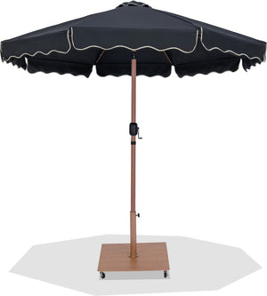 Meridian Furniture Amalfi Outdoor Patio Umbrella with Rolling Base Weather Resistant Resort Style 55017Black-AT