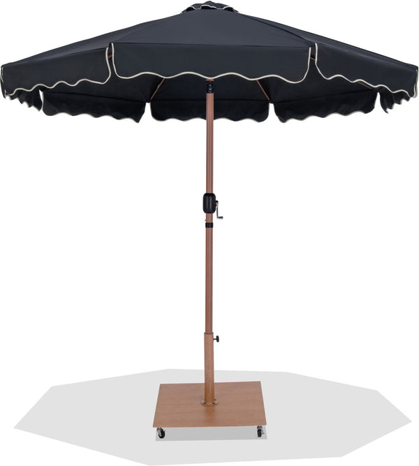 Meridian Furniture Amalfi Outdoor Patio Umbrella with Rolling Base Weather Resistant Resort Style 55017Black-AT