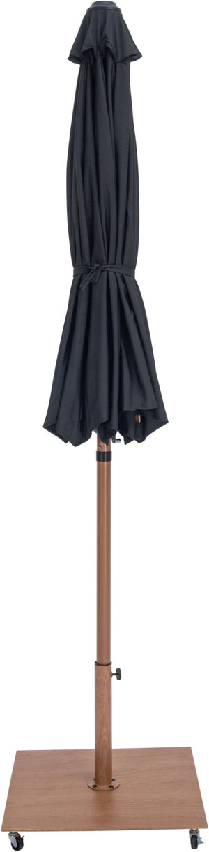 Meridian Furniture Amalfi Outdoor Patio Umbrella with Rolling Base Weather Resistant Resort Style 55017Black-AT