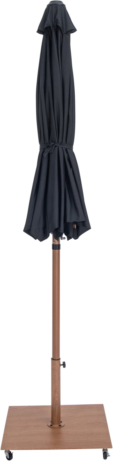 Meridian Furniture Amalfi Outdoor Patio Umbrella with Rolling Base Weather Resistant Resort Style 55017Black-AT