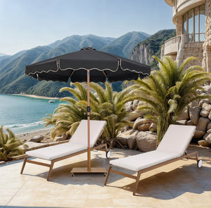 Meridian Furniture Amalfi Outdoor Patio Umbrella with Rolling Base Weather Resistant Resort Style 55017Black-AT