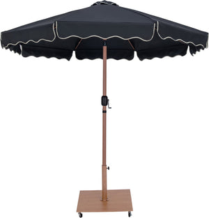 Meridian Furniture Amalfi Outdoor Patio Umbrella with Rolling Base Weather Resistant Resort Style 55017Black-AT