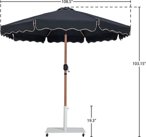Meridian Furniture Amalfi Cantilever Patio Umbrella Set with Teak Pole and Weather Resistant Canopy 55017Black-AW