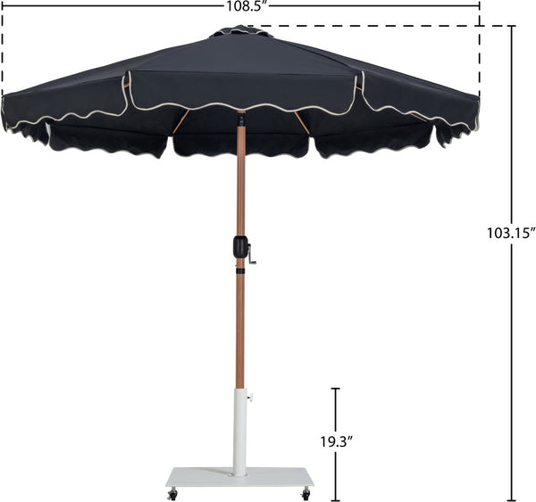 Meridian Furniture Amalfi Cantilever Patio Umbrella Set with Teak Pole and Weather Resistant Canopy 55017Black-AW