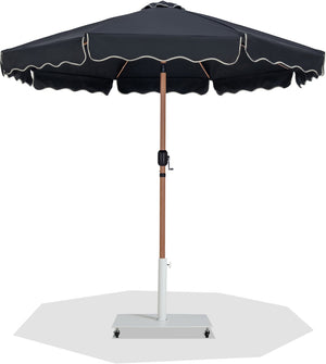 Meridian Furniture Amalfi Cantilever Patio Umbrella Set with Teak Pole and Weather Resistant Canopy 55017Black-AW
